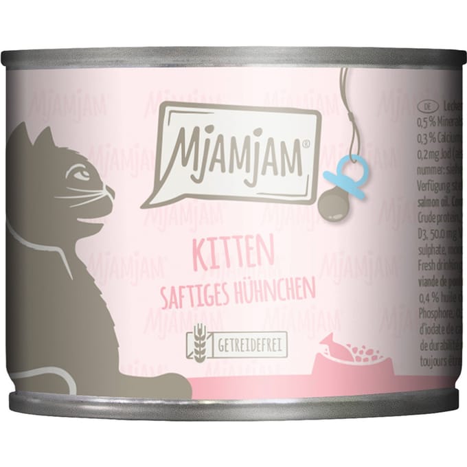 Voordeelpakket 24x200g MjAMjAM Kitten Sappige Kip met Zalmolie Natte Kattenvoer
