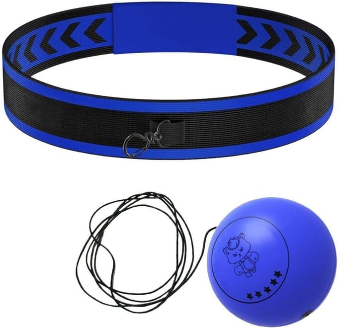 Boks Reflexbal - Reactietraining Bal - Verbeteren Coördinatie - Verstelbare Hoofdband - 3 Ballen - Blauw