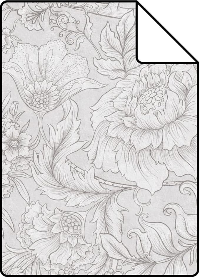 Proefstaal ESTAhome behang bloemmotief grijs - 26.5 x 21 cm - 139796-S