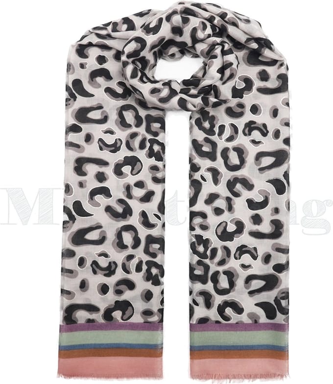 Sjaal, viscose, zwarte panterprint – roze