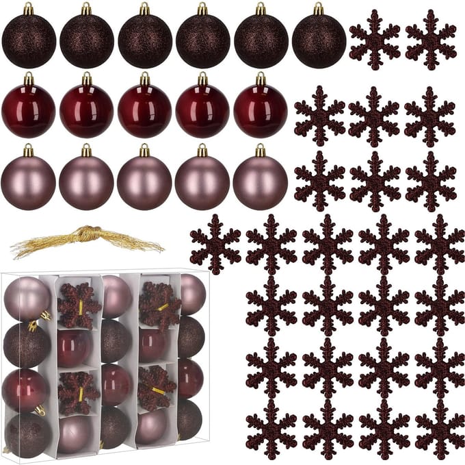 Springos Kerstballen | 40 Stuks | 5/6/7/8/9/10 cm | Violet