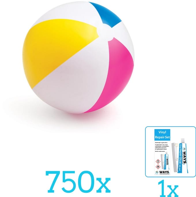 Intex Opblaasbare Strandbal Glossy - Medium - 61 cm - 59030NP - Diameter 61 cm - Volumebundel - Strandbal - 750-delig