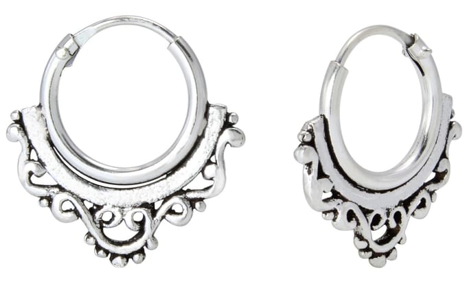 Joy|S - Zilveren antique Bali oorringen - geoxideerd