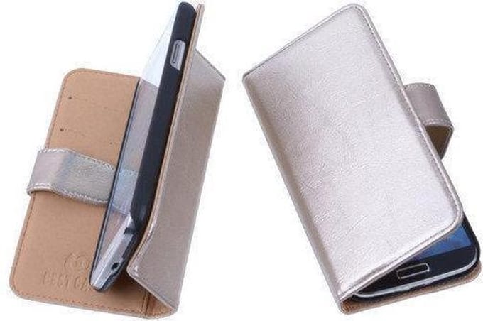 PU Leder Goud Hoesje HTC M8 mini Book/Wallet Case/Cover