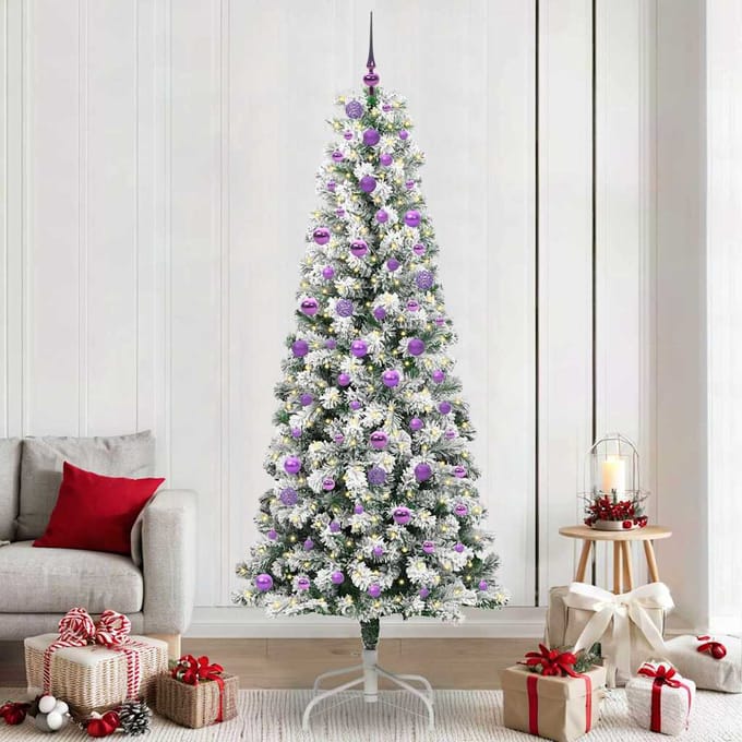 vidaXL - Kunstmatige - Hinged - Kerstboom - 300 - LED's - Groen - en - Wit - 240 - cm