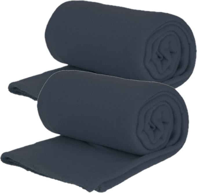 Fleece dekens/plaids - 2x - navy blauw - 125 x 150 cm