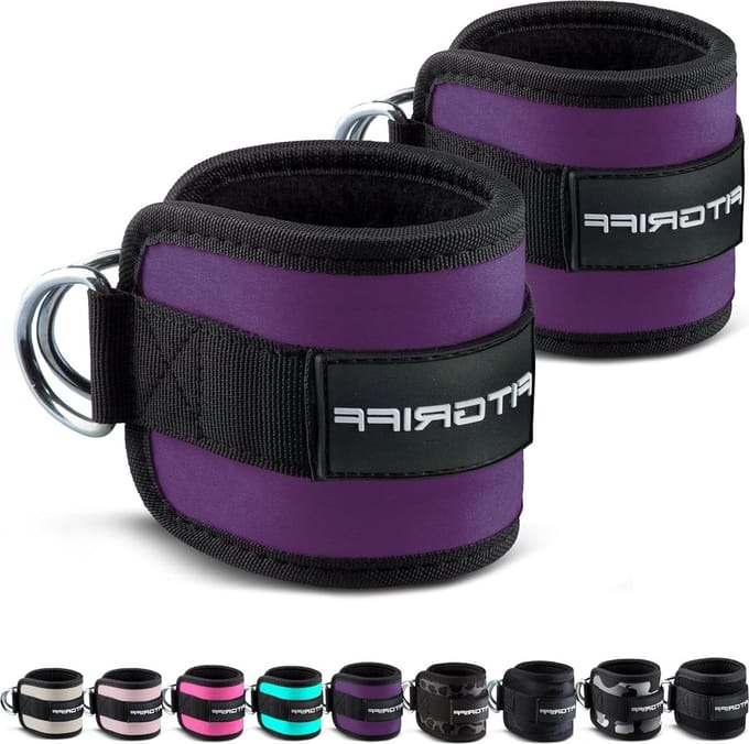 Ankle Straps for Cable Machines - Padded Ankle Cuffs - Gym Workout Kickback Exercise for Women and Men - 2 pieces