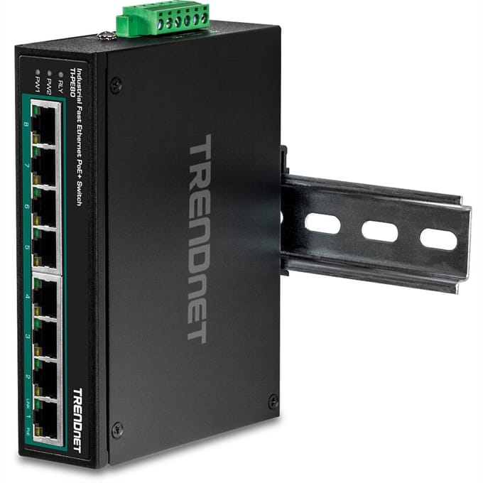 TrendNet 21.22.1440 TI-PE80 Industrial Ethernet Switch 10 / 100 MBit/s PoE-functie