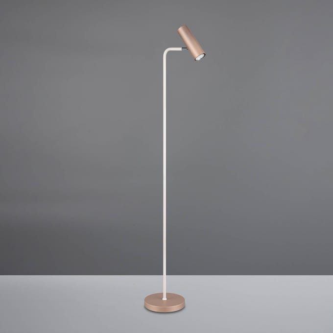 Trio Lighting Vloerlamp Marley, bruin/lichtgrijs, hoogte 151 cm, metaal