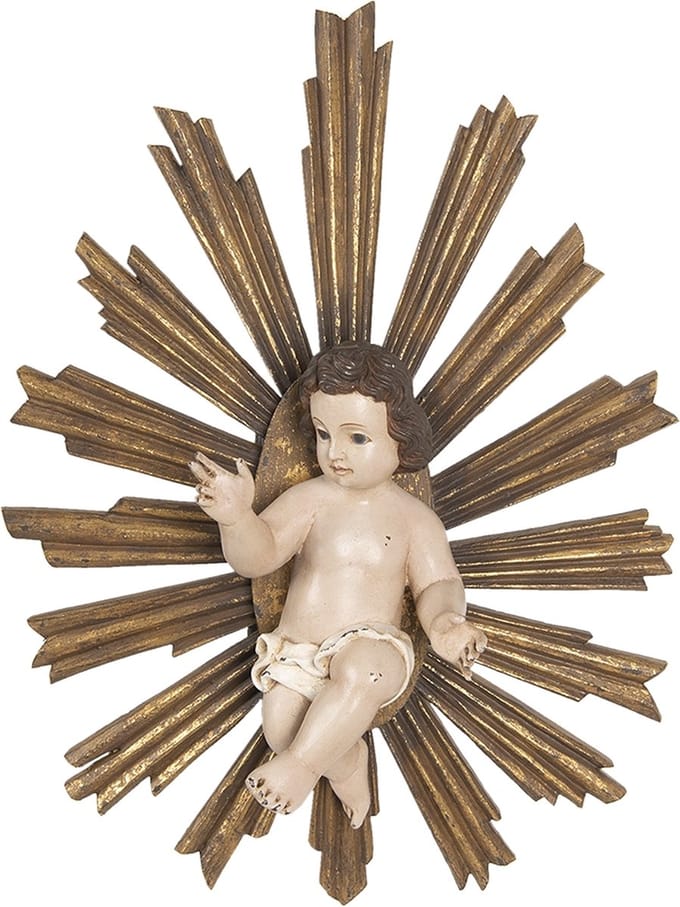 Clayre & Eef Beeld Jezus 35x15x46 cm Bruin Hout Kunststof Kerstdecoratie
