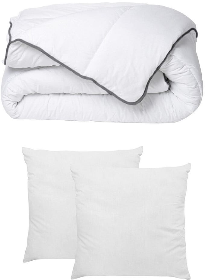 Vente-unique Dekbed set met zijdeachtige touch 200 x 200 cm + 2 kussens 60 x 60 cm - Wit - BIESYA
