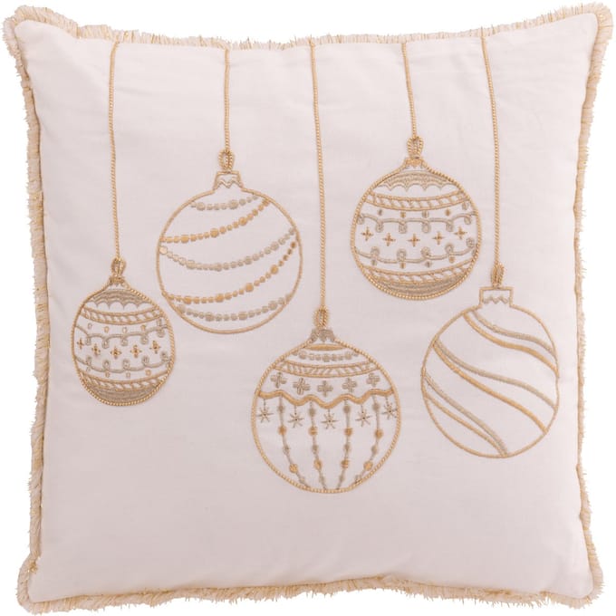 J-Line kussen Kerstboom - katoen - wit/goud