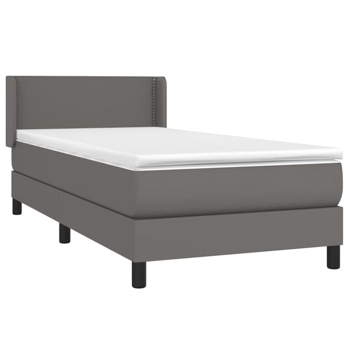 vidaXL - Boxspring - met - matras - kunstleer - grijs - 100x200 - cm