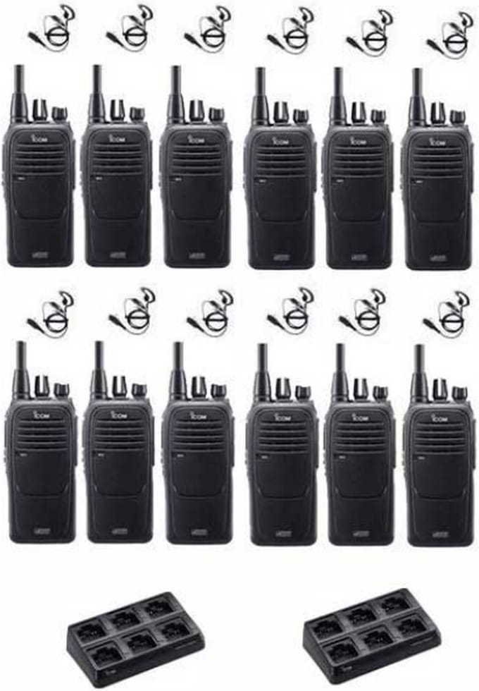 Set van 12 Icom IC-F29DR3 Digitaal met G-shape headsets en multilader