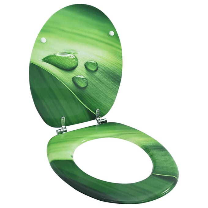 vidaXL - Toiletbril - met - deksel - waterdruppel - MDF - groen