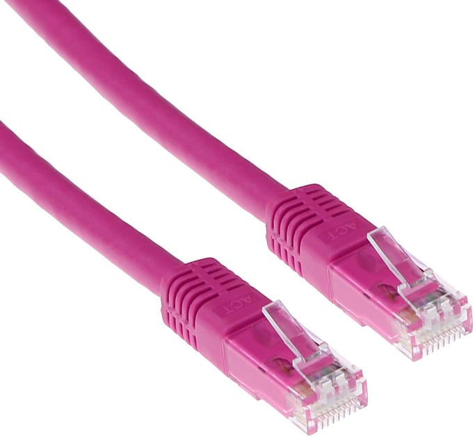 ACT Roze 1 meter U/UTP CAT6A patchkabels met RJ45 connectoren IB7301