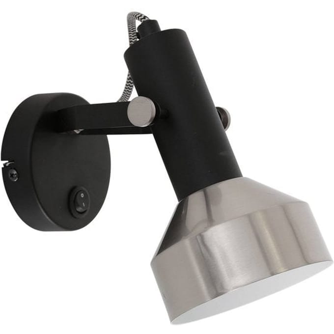 Spot Wandlamp Acier 3337ZW Zwart E27 fitting Draaibaar en Kantelbaar Metaal Mexlite