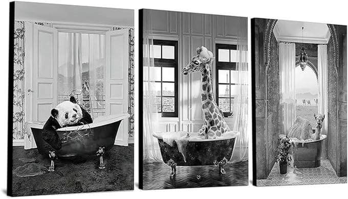 CE Serie - Canvas Poster - Zwarte en Witte Dieren - 60x90cm - Zindelijk