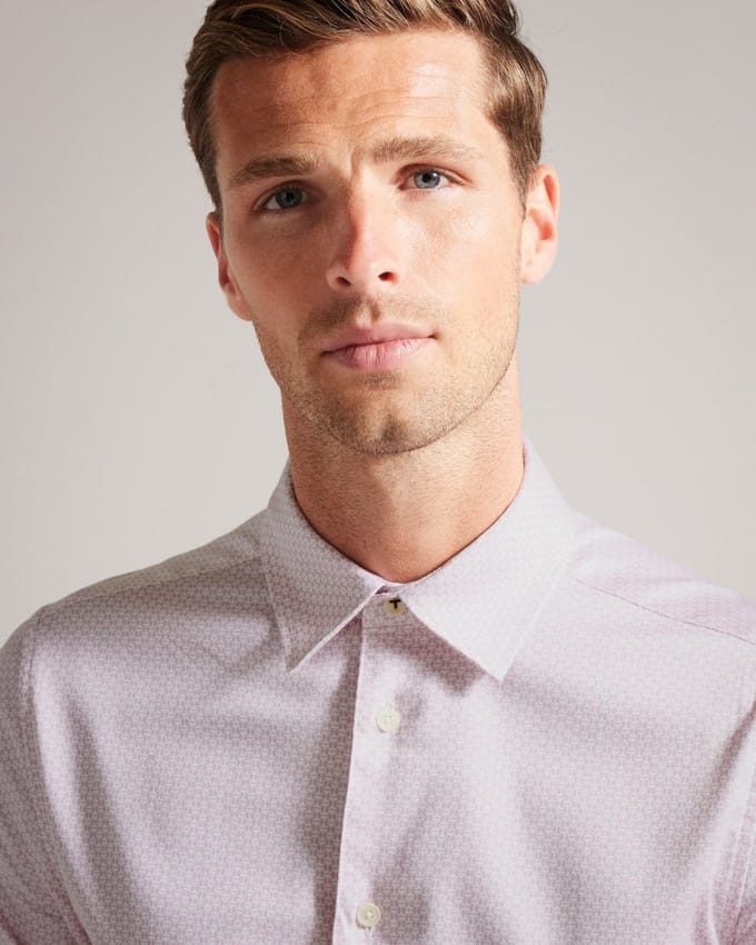 Ted Baker Faenza Heren Geometrisch Shirt met Lange Mouw