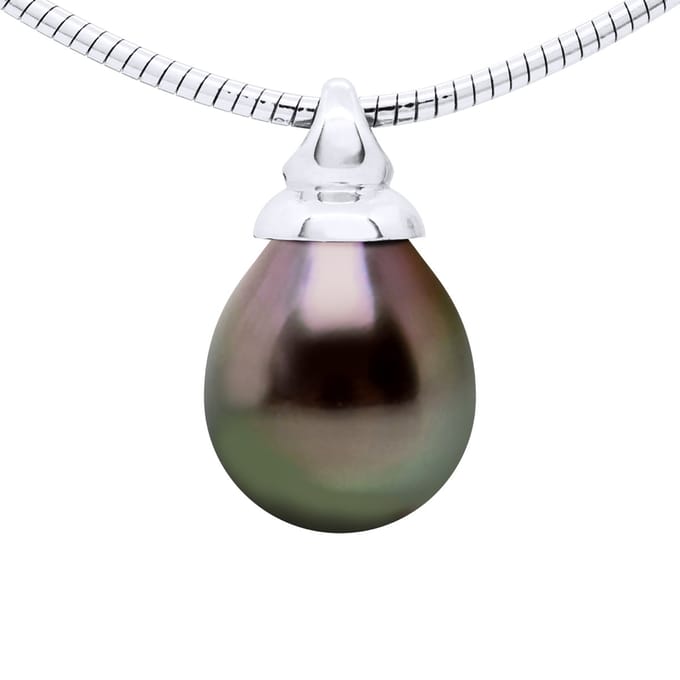 Halsketting OMEGA Echte Gecultiveerde Tahiti Parels Pear 9-10 mm