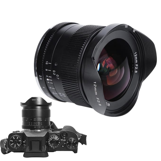 12mm F2.8 APSC Groothoek Handmatige Vaste Lens voor M43-vatting black