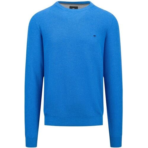Fynch-Hatton Trui O-Neck Uni Color Fine Texture Vibrant Blue / male