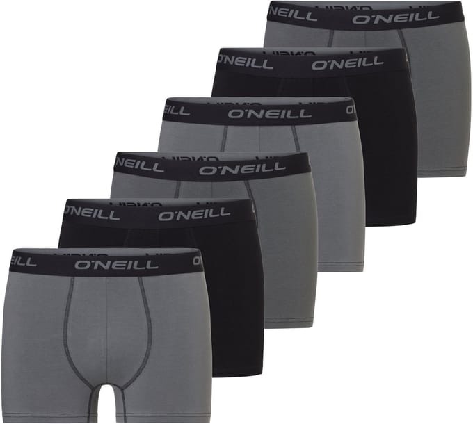 O'Neill Heren Boxershorts Trunks 6-Pack Zwart/Grijs - Maat XXL