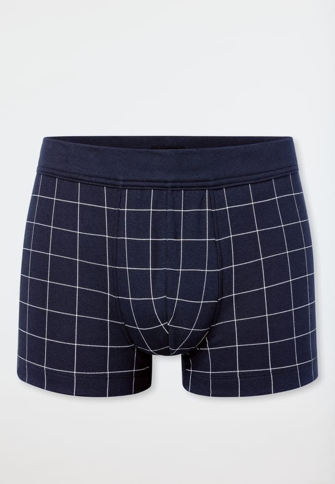 Short van fijne interlock met geruit motief, nachtblauw - Fine Interlock 9