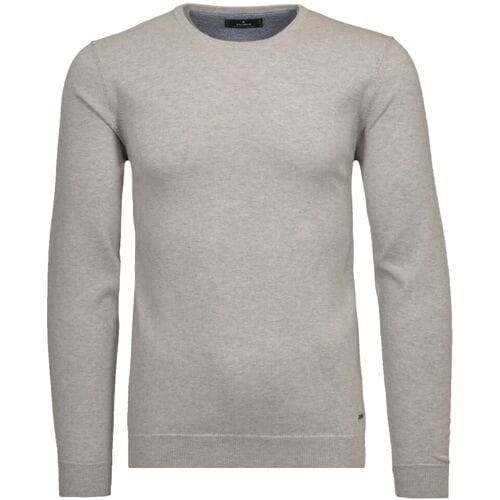 Ragman Trui Supersoft Knit Pullover Knitted Elbow Patches Licht Grijs Melange / male