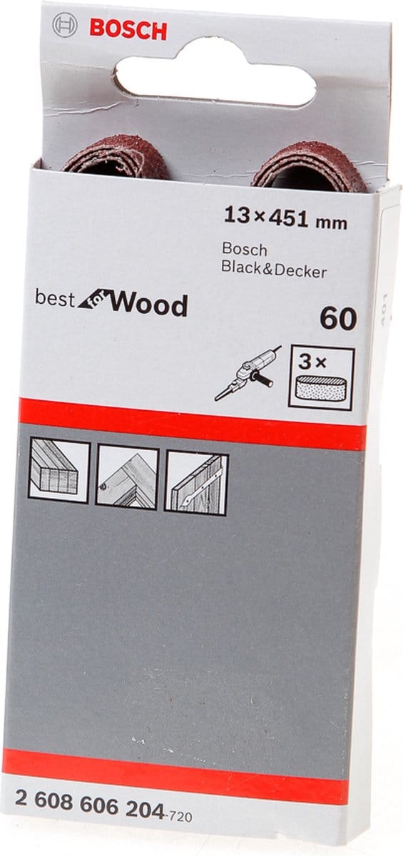 Bosch Slijpband 13x451mm K60 3 stuks