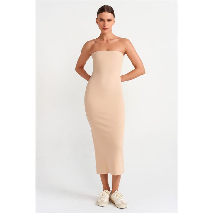 Strapless Bodycon Midi-Jurk