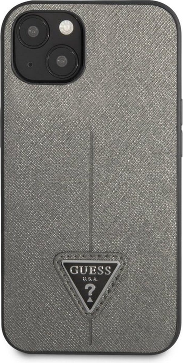 GUESS GUHCP13SPSATLG iPhone 13 mini 5.4 "silver / silver hardcase SaffianoTriangle Logo