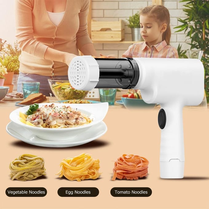 Noodle Maker Home Kleine elektrische 45W 1500mAh draagbare handheld noodlepers pastaworstvulling US Plug wit