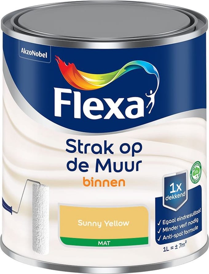 Flexa - Strak Op De Muur Binnen Mat - Sunny Yellow - Mengverf - 1 L