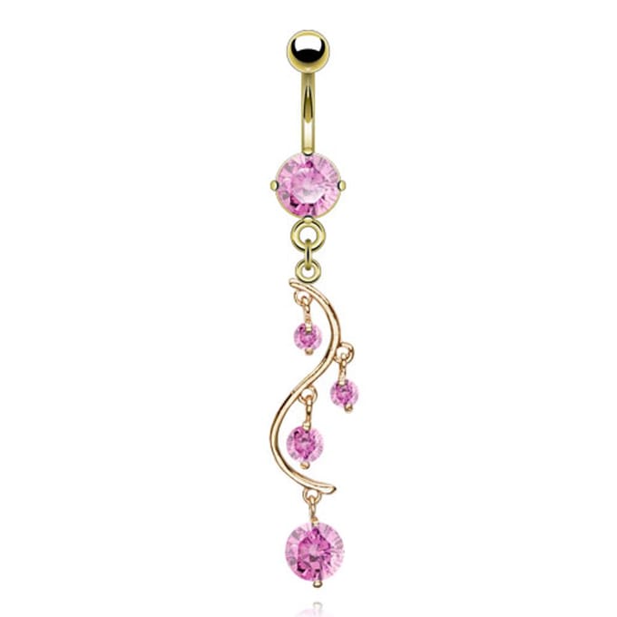 Navelpiercing hart fijne hanger - goud roze - LMPiercings