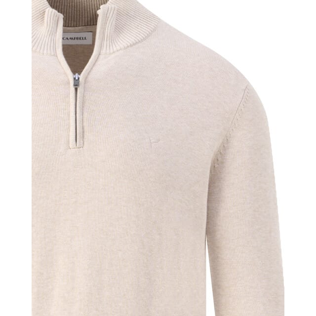 Campbell Trui Pullover Half Zip Sydney 107883 8108 Beige Melange Mannen Maat - M