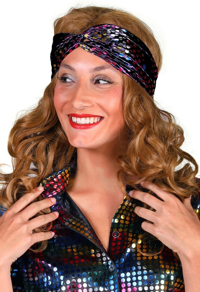 Haarband Disco - Hoofdband - Hippie - Zwart - One Size - Een Stuk