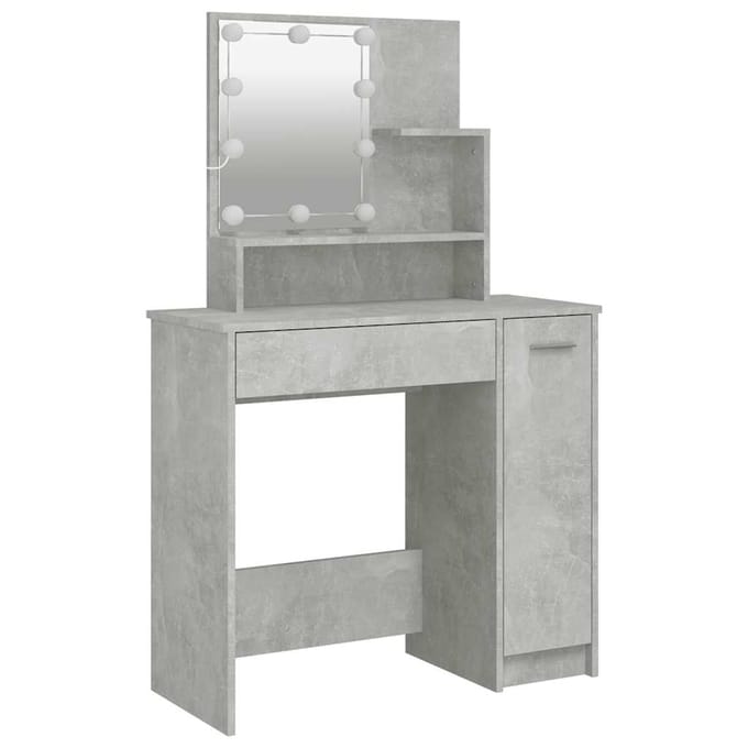 vidaXL - Kaptafel - met - LED-verlichting - 86,5x35x136 - cm - betongrijs
