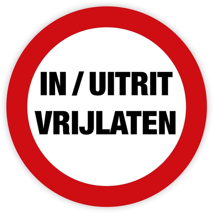 Simbol - Bord In/Uitrit Vrijlaten - Dibond - Formaat ø 30 cm.