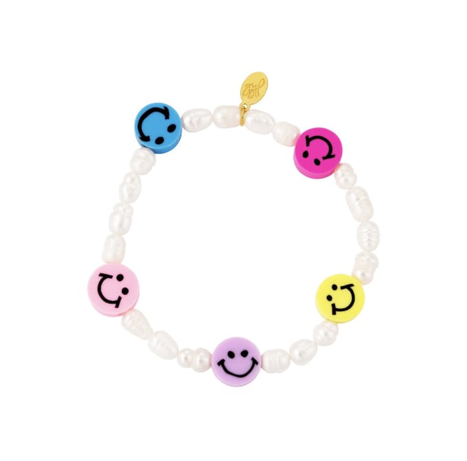 Yehwang armband - Smilies en parels - Elastische band