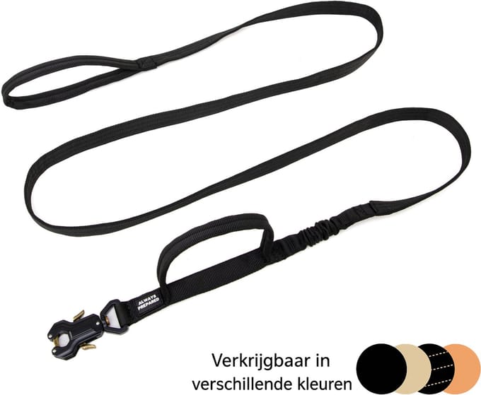 Always Prepared Pro Hondenriem - Elastisch - 240 cm - Zwart