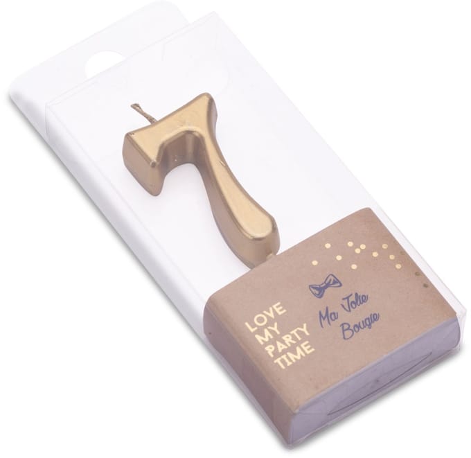 ARTYFETES - Verjaardagskaars cijfer 7 goud metallic 4,3 cm op prikker