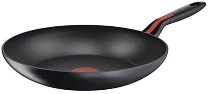 Wokpan Aluminium - Koekenpan - Lekker Koken - Thermosignaal Indicator - 28 cm Diameter - Zwart