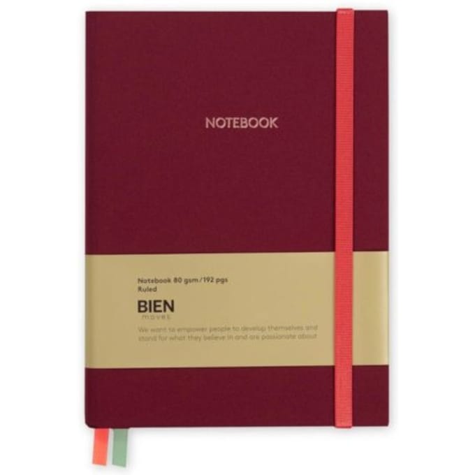 Bien moves notitieboekje, bordeaux rood