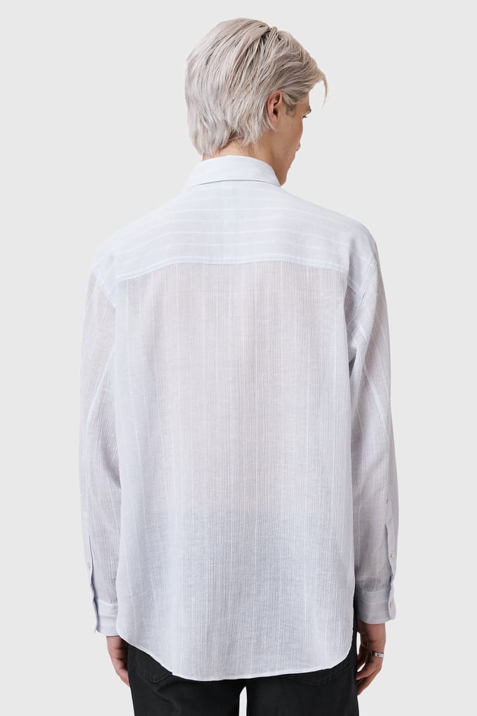 AllSaints Holme Ls Shirt Willow Blue Taglia: M | Camicie Casual Outlet | Uomo | Blu