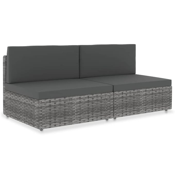 vidaXL - Tweezitsbank - sectioneel - poly - rattan - grijs
