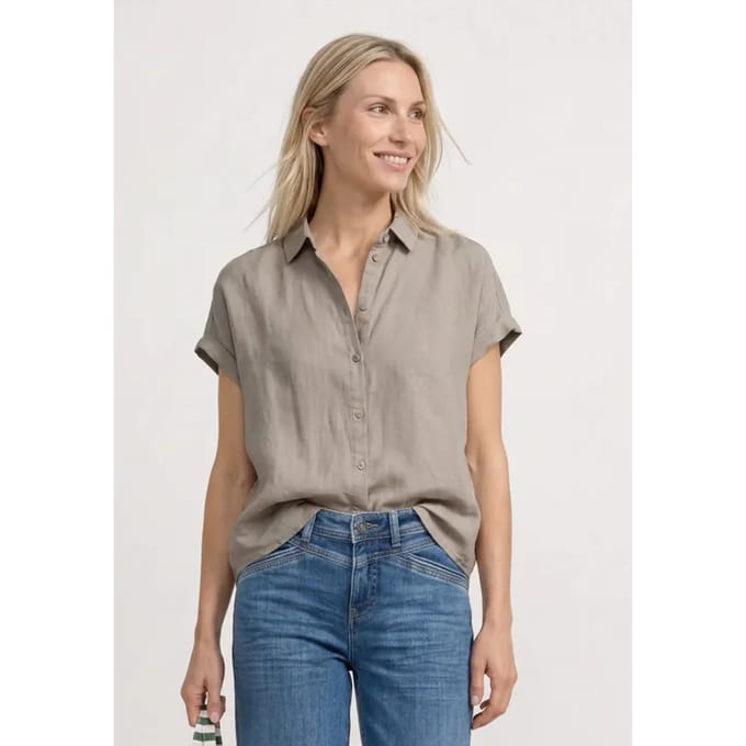Blouse met hangende schouder in linnen