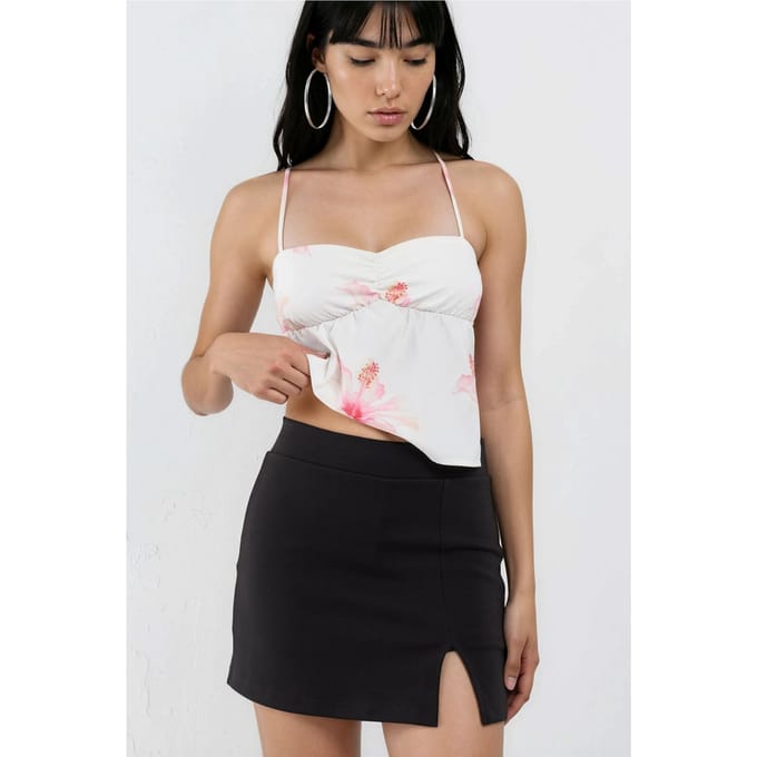 Hoge Taille Mini Skort met Split