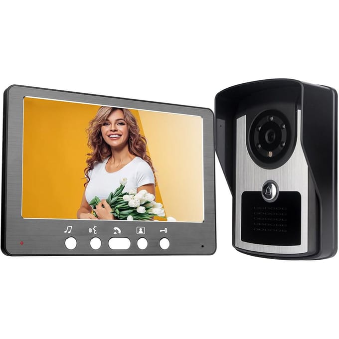 Slimme WiFi-deurbel Video-intercomdeurbel met camera Videodeurbel 7 inch LCD-schermondersteuning EU PLUG zwart
