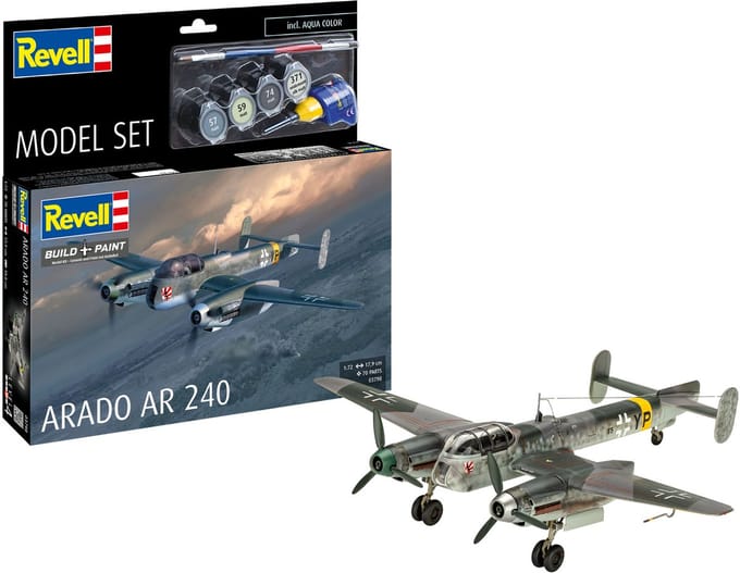 Revell Modelbouwpakket Vliegtuigen - 63798 Arado Ar 240 - Propeller Vliegtuig - Model Set Plastic - 1:72 - Modelbouw